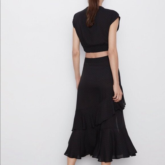 NWT Zara Ruffled Polka Dot Maxi Skirt size XS - Picture 4 of 11